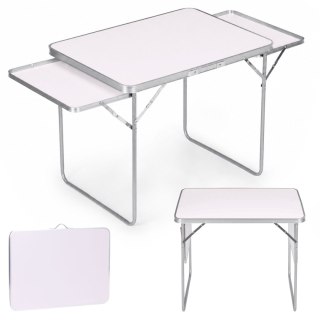 Stolik turystyczny 120x60 cm składany w walizkę 2 półki biały MultiGarden