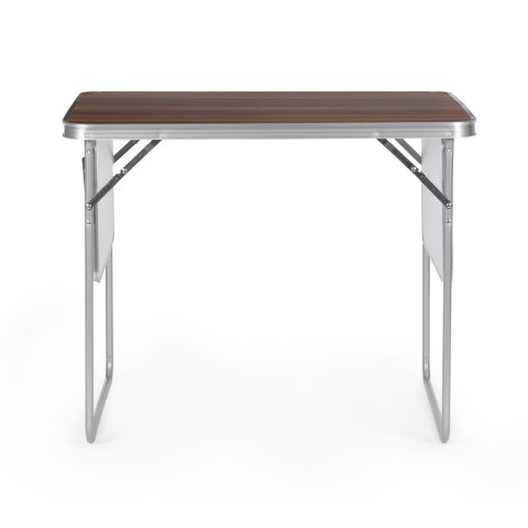 Stolik turystyczny 120x60 cm składany w walizkę 2 półki brązowy MultiGarden