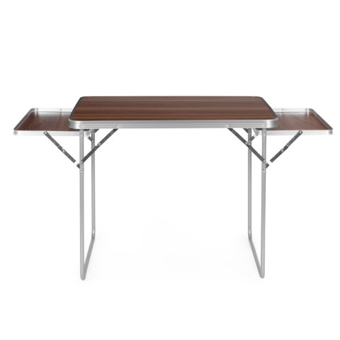 Stolik turystyczny 120x60 cm składany w walizkę 2 półki brązowy MultiGarden