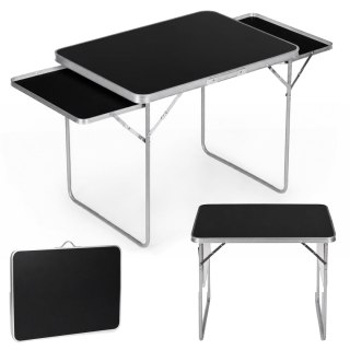 Stolik turystyczny 120x60 cm składany w walizkę 2 półki czarny MultiGarden