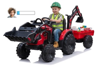 KOPARKA NA AKUMULATOR Pojazd Traktor Z Przyczepą 720-T Czerwony SX2068