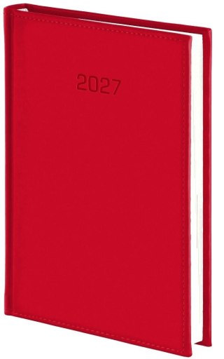 Kalendarz 2027 A5 tyg. z notesem Vivella czerwony