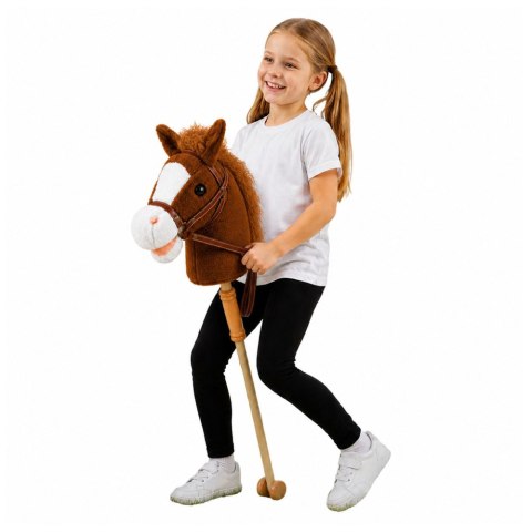 Hobby Horse Koń Na Kiju Głowa Konia Dźwięki Galopu Rżenia Brązowy 100 cm