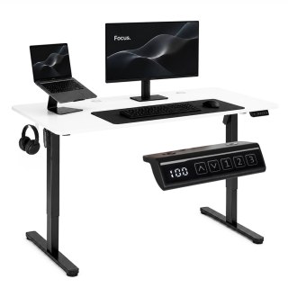 Biurko elektryczne 140x60 cm podnoszone regulacja wysokości 72-118 cm biały blat ModernHome