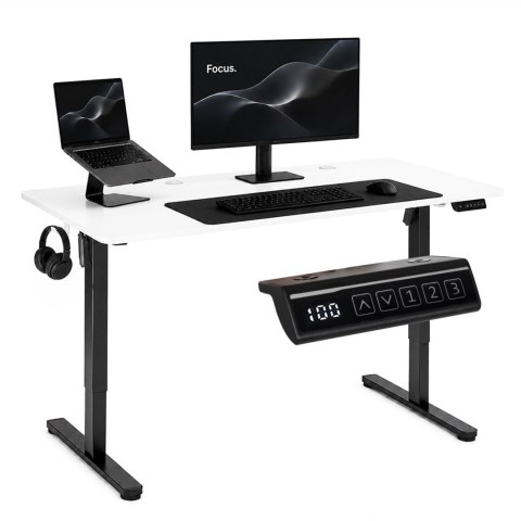 Biurko elektryczne 140x60 cm podnoszone regulacja wysokości 72-118 cm biały blat ModernHome