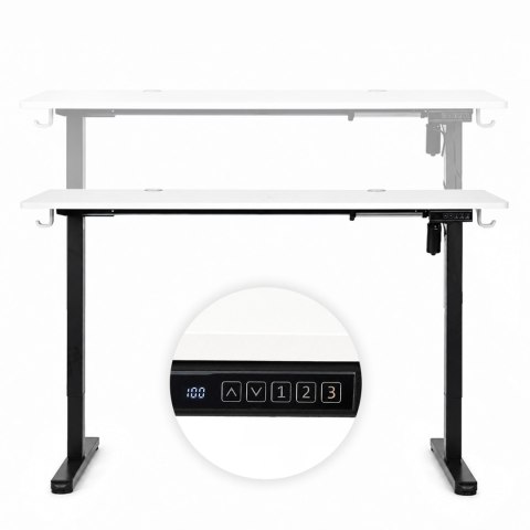 Biurko elektryczne 140x60 cm podnoszone regulacja wysokości 72-118 cm biały blat ModernHome