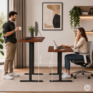 Biurko elektryczne 140x60 cm podnoszone regulacja wysokości 72-118 cm ciemny dąb ModernHome
