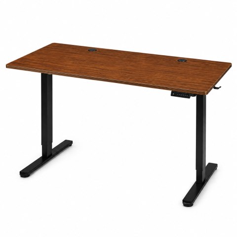 Biurko elektryczne 140x60 cm podnoszone regulacja wysokości 72-118 cm ciemny dąb ModernHome