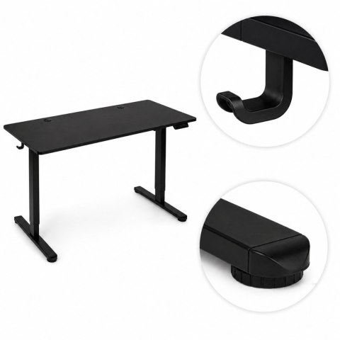 Biurko elektryczne 140x60 cm podnoszone regulacja wysokości 72-118 cm czarne ModernHome