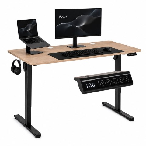 Biurko elektryczne 140x60 cm podnoszone regulacja wysokości 72-118 cm jasny dąb ModernHome