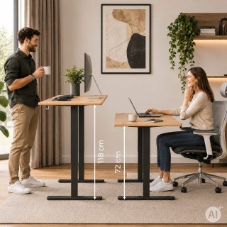 Biurko elektryczne 140x60 cm podnoszone regulacja wysokości 72-118 cm jasny dąb ModernHome