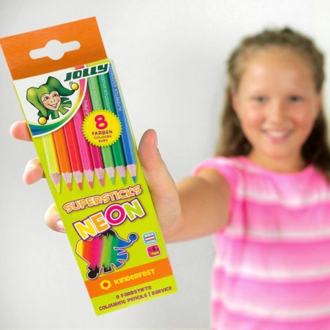 Kredki neonowe Jolly Supersticks 8 szt. - kolorowe dla dzieci 3+