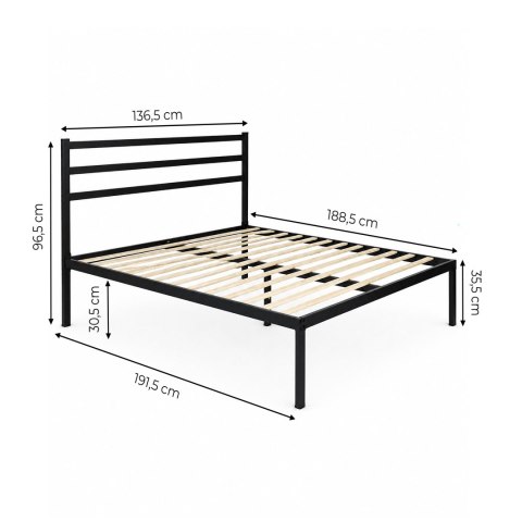 Łóżko metalowe 135x190 cm ze stelażem i zagłówkiem minimalistyczna czarna rama ModernHome
