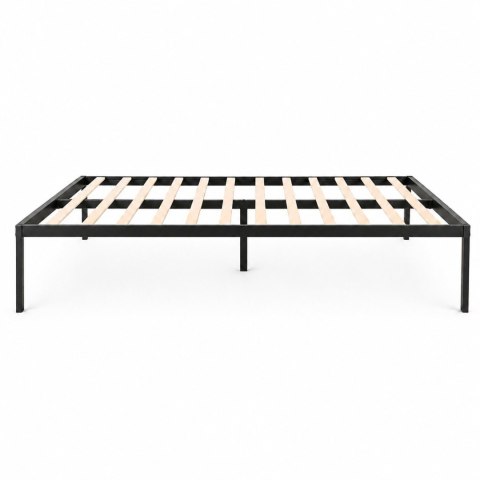 Łóżko metalowe 135x190 cm ze stelażem minimalistyczna czarna rama ModernHome