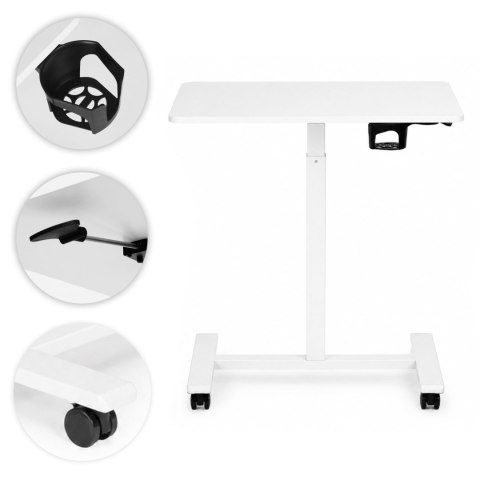 Mobilne biurko 70x48 cm stolik pod laptopa regulacja wysokości 71,5-112 cm białe ModernHome