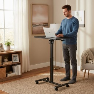 Mobilne biurko 70x48 cm stolik pod laptopa regulacja wysokości 71,5-112 cm czarny ModernHome