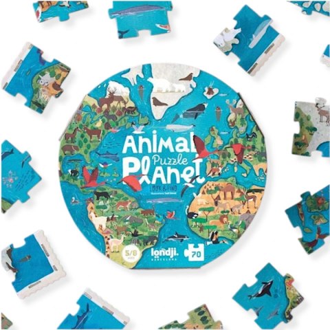 Puzzle tekturowe Animal Planet 70 el. z grą - Londji 5+
