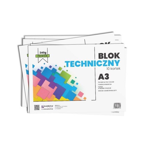 Blok techniczny A3/10K kolor premium 240g (10szt)
