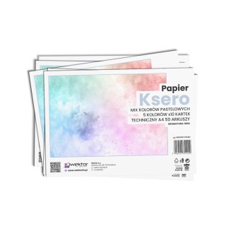 Papier ksero techniczny A4/50K 5kol pastel 160g