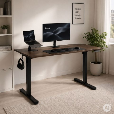 Stelaż biurka elektryczny regulacja wysokości 72-120 cm blat do 160 cm czarny ModernHome