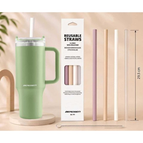 Termos próżniowy kubek z zestawem słomek 1180 ml Berdsen zielony
