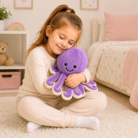 Pluszowa Ośmiornica Maskotka Przytulanka Sprężyste Macki Fioletowa 30 cm