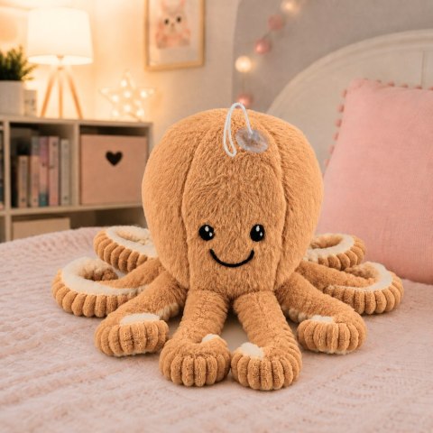 Pluszowa Ośmiornica Maskotka Przytulanka Z Przyssawką Beżowa 16 cm