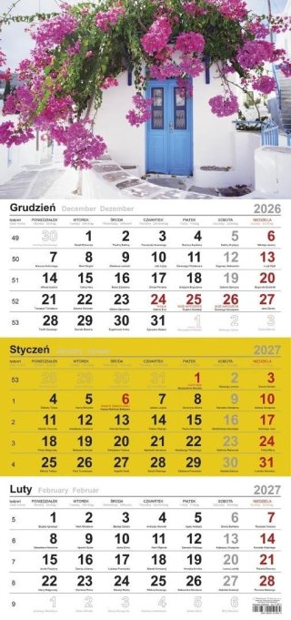 Kalendarz 2027 trójdzielny Drzwi
