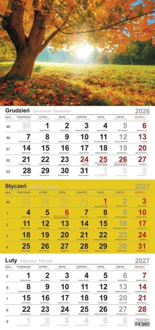 Kalendarz 2027 trójdzielny Jesień