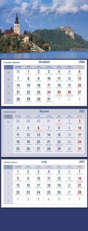 Kalendarz 2027 trójdzielny Kościół