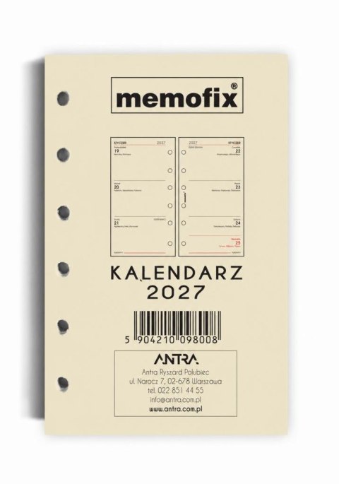 Wkład kalendarzowy 2027 Memofix A6 SK/TDW