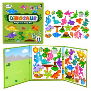 Książeczka Magnetyczna Układanka Puzzle Dinozaury Kolorowe Magnesy 30 el.