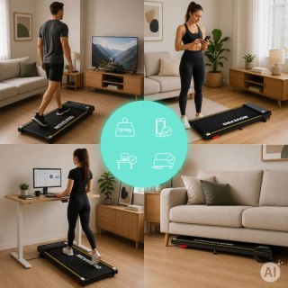 Bieżnia domowa elektryczna 10 km/h walking pad treningowy pod biurko pilot aplikacja MOVEPRO