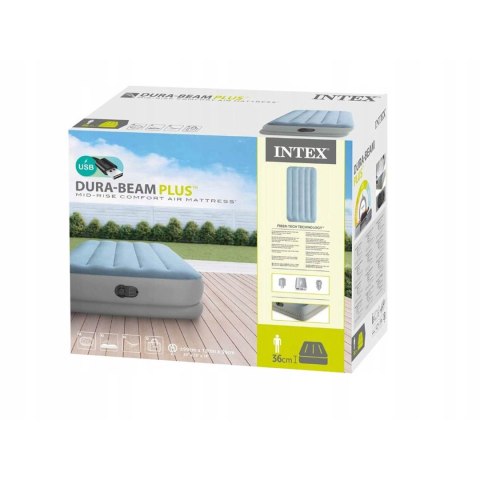 Materac dmuchany 191x99x36 cm z wbudowaną pompką USB INTEX 64157