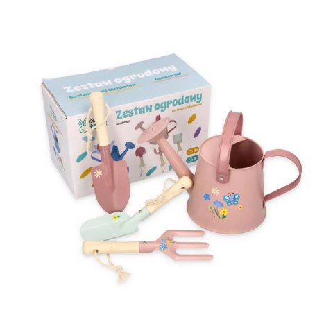 Różowy zestaw narzędzi ogrodowych z konewką - Adam Toys 3+