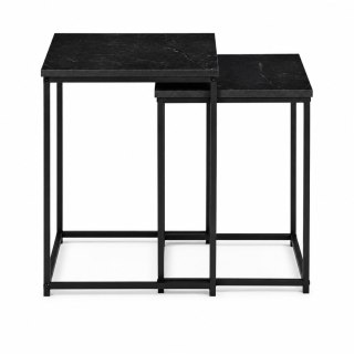 Stoliki kawowe rozkładane kwadratowe zestaw 2w1 loftowy czarny marmur ModernHome