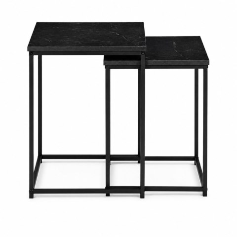 Stoliki kawowe rozkładane kwadratowe zestaw 2w1 loftowy czarny marmur ModernHome