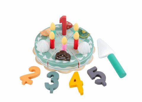 Tort drewniany urodzinowy z akcesoriami 24 el. - Kabi 3+