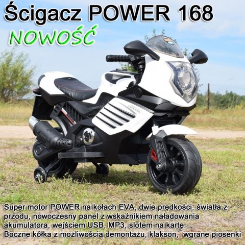 MOTOR ŚCIGACZ POWER - MIĘKKIE KOŁA, MIĘKKIE SIEDZENIE/LQ168