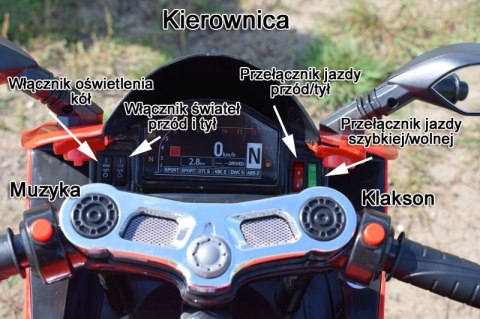 WIELKI MOTOR ŚCIGACZ PERFECT WOLNY START, ŚWIECĄCE, MIĘKKIE KOŁA/1628G