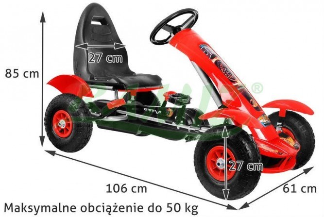 Sportowy Gokart na pedały F618 Pompowane koła